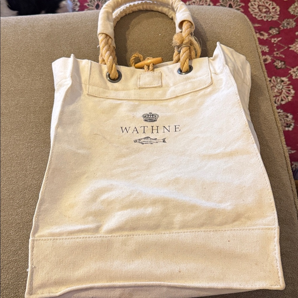 Wathne Beige Canvas Large Tote Bag (TD)